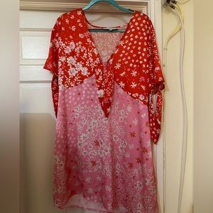 Never Fully Dressed Red Floral Chesca Mini Dress - Curve Size 18 Valentine’s Day